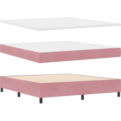 vidaXL Cama Box Spring con colchón y banco Rosa 180x200 cm Terciopelo (1/5)