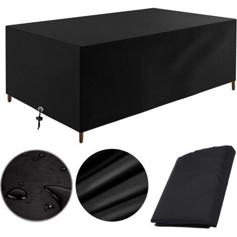 Housse pour mobilier de jardin – Imperméable – Résistante aux UV – 200 x 160 x 70 cm – Noire (1/4)