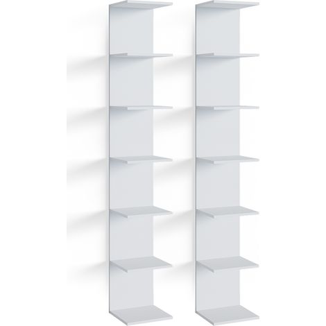 Vicco – Étagère murale Paolo – Lot de 2 étagères blanches – Dimensions 28x190 cm – Panneau de particules 16 mm – Revêtement mélamine