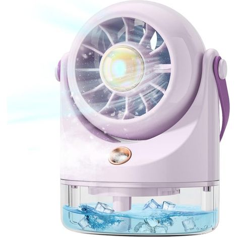 Mini ventilateur de table très silencieux USB - Mini climatiseur mobile avec batterie - Petit ventilateur à piles -Violet (1/5)