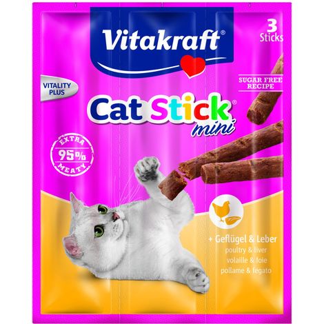Vitakraft Friandise pour chats Cat-Stick mini Volaille & Foie - 3 x 6 g