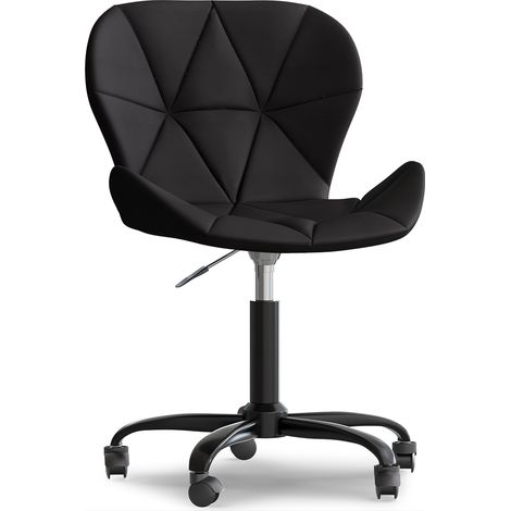 Office Chair with Wheels - Swivel Desk Chair - Upholstered in Faux Leather - Black Wito Frame Black