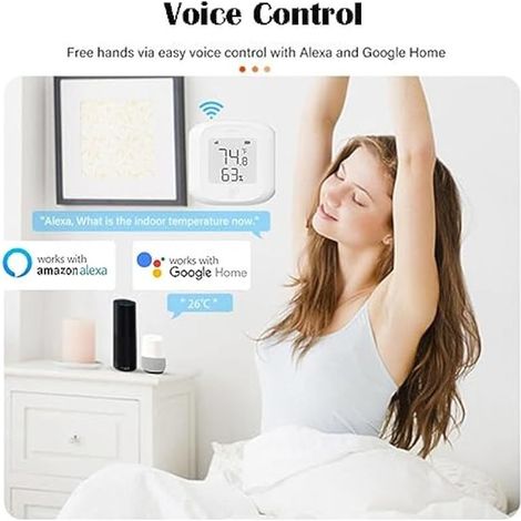 Tuya Smart WiFi Temperature Humidity Sensor Indoor Hygrometer Thermometer + LCD Display For Home (1/4)