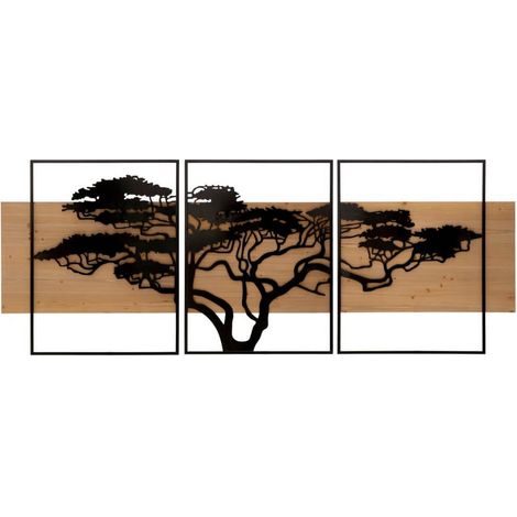 Decorazione Parete Set 3 Pezzi Ferro e Legno cm 204X2X80 - LAGOS (1/5)