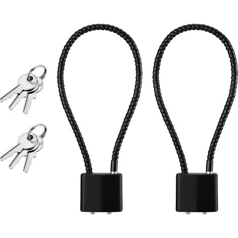 Lot de 2 Cadenas en Corde D'acier, Cadenas à Câble Flexible, Longue Manille avec 6 Clés, pour Intérieure et Extérieure, pour Valise, Vélo, Portail, Casier, Garage, Salle de Sport (Noir) (1/5)