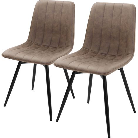 ML-Design Lot de 2 chaises de salle à manger pivotantes à 360 degrés, revêtement synthétique marron, avec dossier, pieds en acier réglables, patins de protection, design moderne, charge 120 kg (1/5)