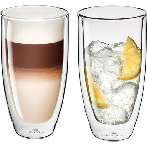 Lot de 2 verres isothermes à double paroi 350 ml - Verres à café, à thé, latte macchiato (1/5)
