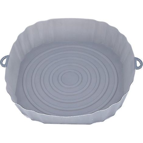 Plaque de cuisson pour friteuse à air chaud 21 cm, panier à poulet frit, tapis en silicone gris. (1/4)