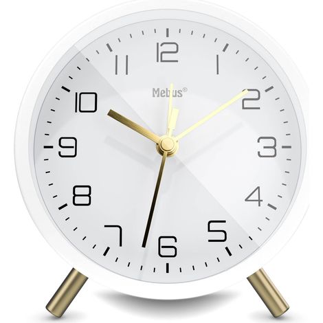 Mebus Sveglia silenziosa con design elegante, sveglia Snooze e quadrante illuminato, colore Bianco per qualsiasi stanza 56973