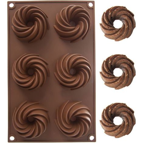 Stampo per 6 cupcake o ciambelle, silicone marrone, SILLINIE ORION 151787 (1/5)