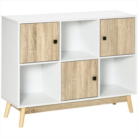 Buffet 6 compartiments avec portes et étagères style moderne (1/5)