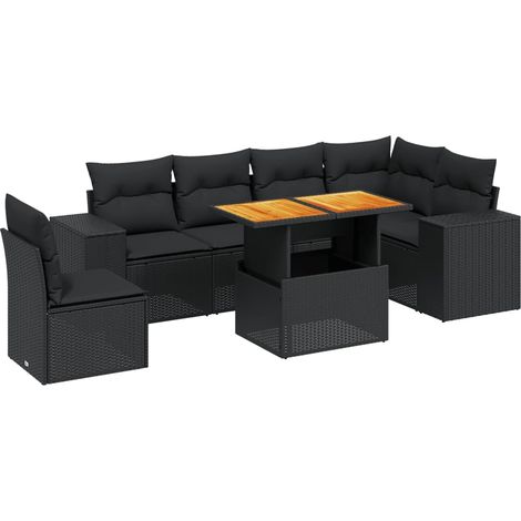 Maison Exclusive - Set de comedor de jardín 7 pzas y cojines ratá