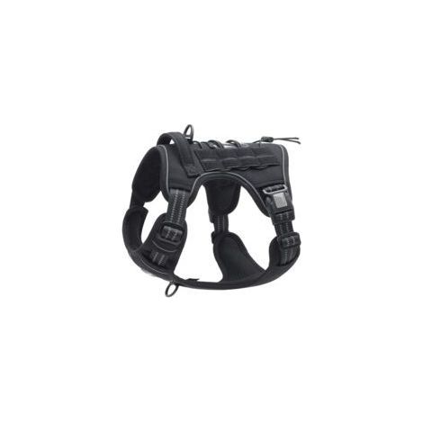 Harnais de Chien Anti Traction, Harnais Tactique Chien Respirant Réglable Facile à Mettre pour Moyen Grand Chien, Gilet Durable Réfléchissant - Noir - M (1/5)