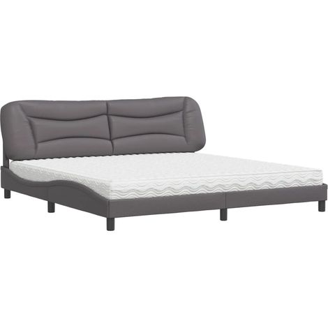 Maison Exclusive - Bett mit Matratze "Hvar" Grau 200x200 cm Kunst (1/5)