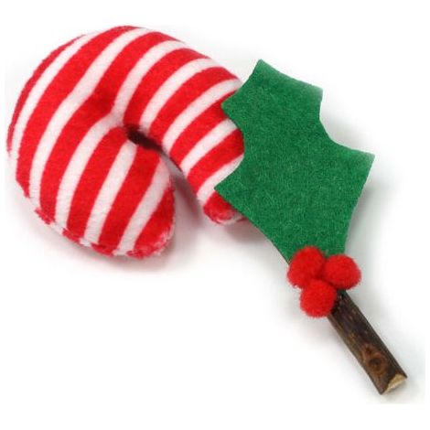 Gioco per gatti natalizio candycane con bastoncino di matatabi 14 cm