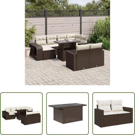 vidaXL Gartensessel - 11-tlg. Garten-Sofagarnitur mit Kissen Braun Poly Rattan (1/5)