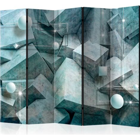 Paravent 5 Volets "Concrete Cubes Green" 172x225cm (1/2)