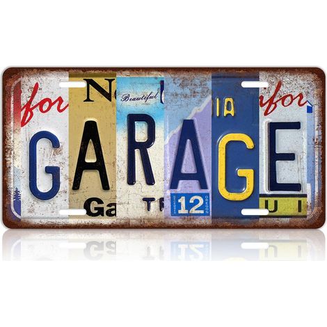 Plaque murale en métal style rétro 12x6 pouces, décoration vintage pour garage, bar ou abri de jardin, design original de plaque d'immatriculation. (1/5)