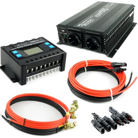 Solar Set 1500 Watt Wandler 30A Laderegler Stecker Kabel Photovoltaik Inselanlage Zubehör