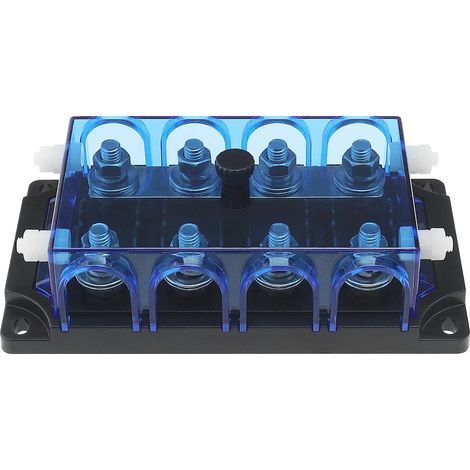 Porte-Fusible Bleu Transparent 4 Voies, Compatible Fusibles Mega et ANM à Visser pour Climatisation Auto