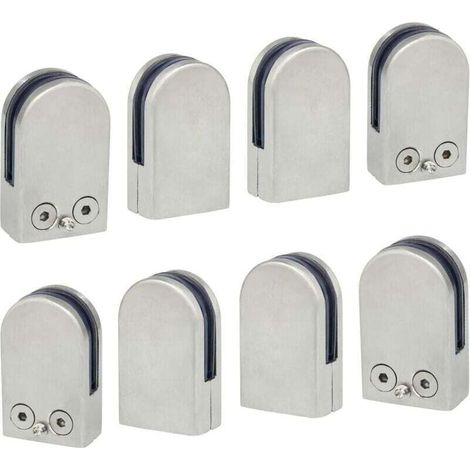 8 PCS(6-8mm) Pince à Verre Porte-Verre En Acier Inoxydable 304 Support de Serrage Clamp Clip Plat Main Courante Fenêtre Balust (1/4)