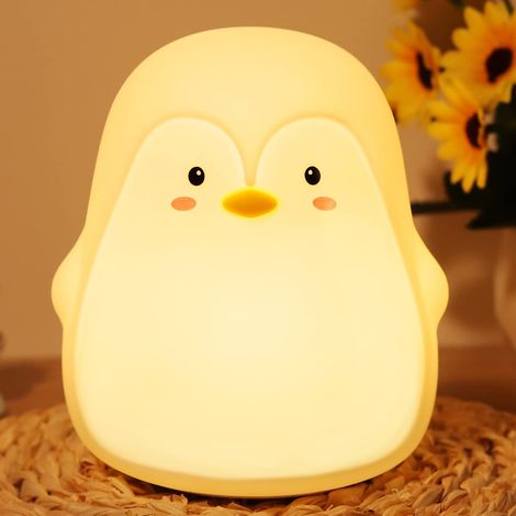 Veilleuse pingouin portable à 7 couleurs changeantes,lampe tactile rechargeable USB pour chambre d'enfant,veilleuse animale en silicone (1/5)