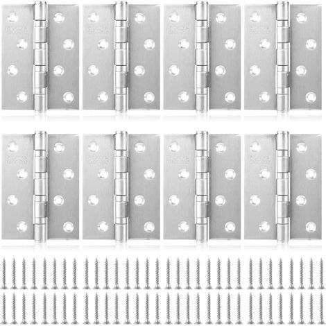 Juego de 8 bisagras plegables - 100 x 73 x 2 mm - Acero inoxidable - Alta resistencia - Con tornillos - Para puertas de madera, portones de jardín, uso interior y exterior (1/5)