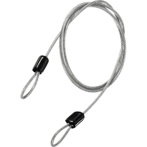 Sicherheitsseil – 1 Stück – Stahl und Kunststoff – Flexible Doppelschlaufe – Für Fahrräder und Gepäck – 2,5 mm x 1 m (1/5)