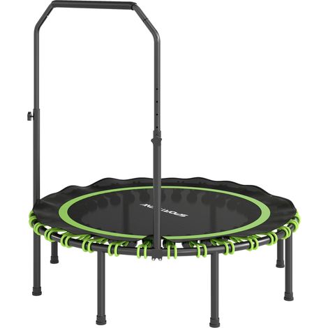 Trampoline de fitness avec rampe réglable, acier, plastique, vert