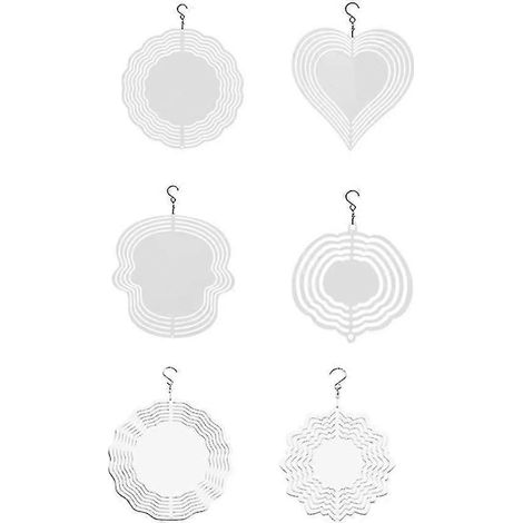 Carillon éolien tournant en aluminium blanc laqué, impression recto verso par transfert thermique, motif parent-enfant. (1/5)