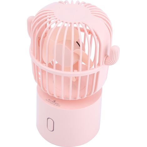 Ventilateur de poche rechargeable USB, 3 niveaux de vent, portable pour déplacements et espace de travail, couleur rose (1/5)