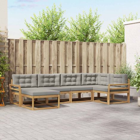vidaXL Outdoor-Sofagarnitur 5 pcs Weiß und Hellgrau Polyester (1/5)