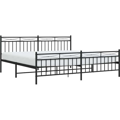 Bettgestell mit Kopf- und Fußteil Metall Schwarz 193x203 cm vidaXL (1/5)
