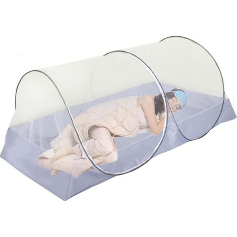 Faltbares Moskitonetz, 100 x 200 cm, tragbar, Campingzelt, Reisezelt, schnell aufzubauen, Outdoor-Zelt, Reisebett-Baldachin, grau (1/5)