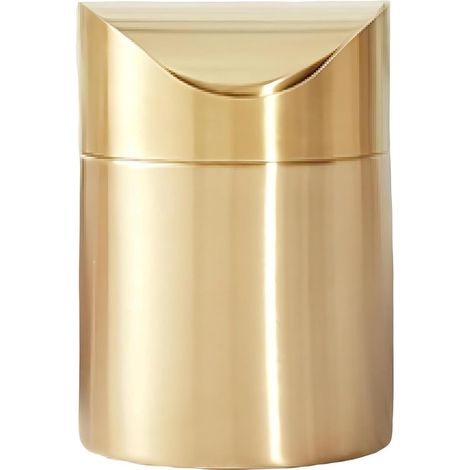 Mini papelera de acero inoxidable 304 - Papelera de escritorio duradera con tapa - Adecuada para coches, cafeterías y mesas de comedor, fácil de mover. (1/5)