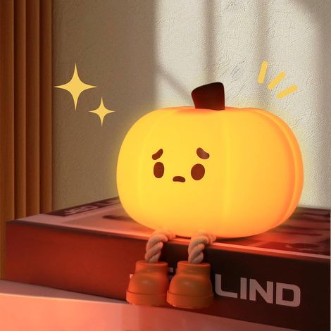 Lámpara de noche de calabaza de silicona – 3 niveles, recargable, para lactancia/bebés, decoración de cuarto infantil
