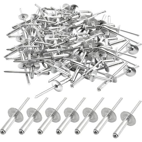 Lot de 60 rivets aveugles en aluminium - Grande tête 16mm (4,8x10mm) pour fixation extra robuste - Véhicules, meubles, équipements mécaniques (1/5)
