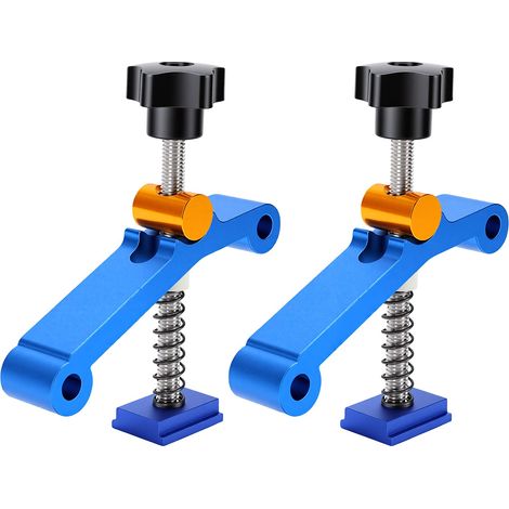 Lot de 2 serre-joints à rail en T avec écrou à ressort, robustes et réglables par commande numérique (CNC) pour le travail du bois. (1/5)