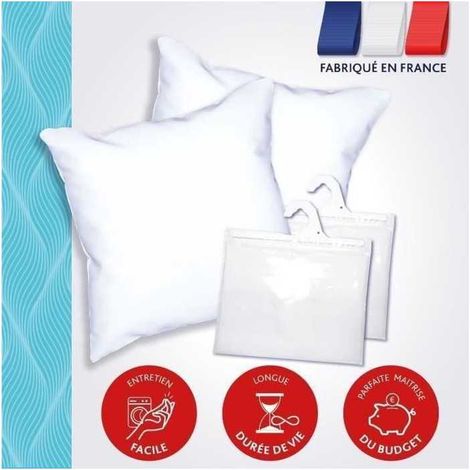 DODO Pack 2 oreillers tendance 60x60cm + 2 protege oreillers imperméable 60x60 cm - Garnissage 100% Polyester