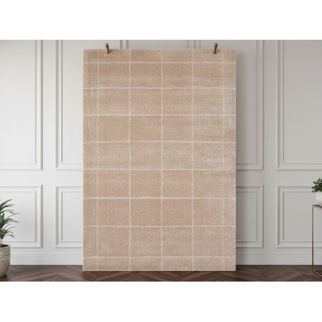 BOBOCHIC - Tapis poils longs HECTOR motifs graphiques 160x230 Marron clair (1/5)