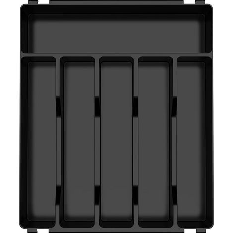 Range Couverts pour Tiroir,6 Compartiments,Organisateur Couverts Tiroir Cuisine,Plastique Rangement Couvert pour Cuillères Fourchettes Couteaux Vaisselle,Robuste,Facile nettoyer,Noir (1/5)