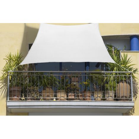 Balkon-Sonnensegel 270 x 140cm cremeweiß aus Schattierungsgewebe HDPE