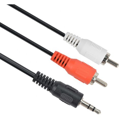 Câble audio Cablexpert  Mâle  RCA x 2  Mini-jack stéréo 3,5 mm  Longueur 2,5 m. Garantie du fabricant : 24 mois. (1/5)