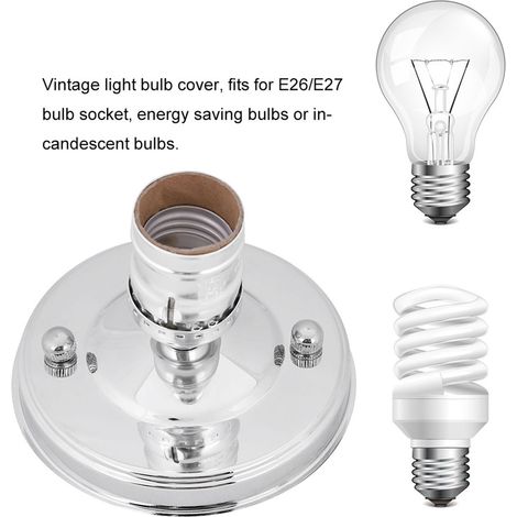 Support de plafond mural vintage industriel E27/E26, douille à vis pour ampoule suspendue, finition argentée, lampe à poser. (1/5)