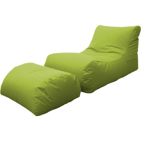 Poltrona Pouf Chaise Longue con Poggiapiedi in Poliestere Verde Avalli