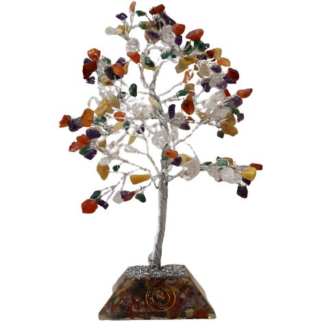 Arbre à pierres précieuses avec base en organite. 160 pierres. multicolore- Vendu par 1