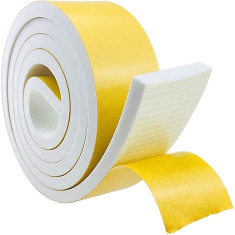 Joint Isolation pour Porte Fenêtre, Joint Adhésif en Mousse Caoutchouc, 50mm(l) x10mm (H) x2m(L) Bande Caoutchouc Joint Isolation du Bruit Froid, Anti-collision, Antichoc, Blanc (1/3)