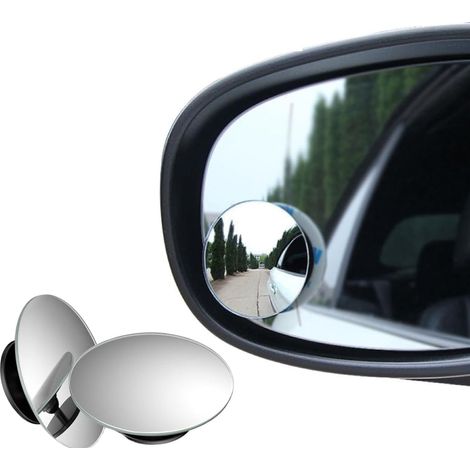 Miroir angle mort sans cadre 4 pièces verre HD grand angle réglable 360° adhésif étanche universel noir (1/5)