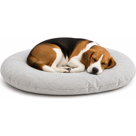 Panier Chien - Coussin Chien et Chat - Ovale Gris Clair - 80 x 62 x 8 cm - Déhoussable - Lavable à 30°C (1/5)
