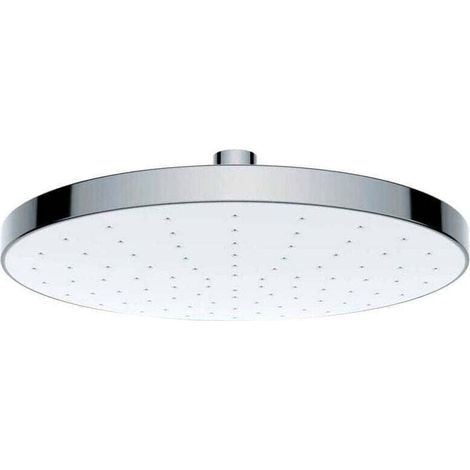 Tête de douche effet pluie Automatic Cleaning anticalcaire, pommeau de douche italienne avec buses autonettoyantes, embout universel 1/2", design rond, Plastique, ø22,5 cm, chromé - blanc (1/4)